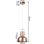 Casa si Gradina - Corpuri si surse de iluminat - Lustre si pendule - Lampa suspendata in stil retro, metal, roz auriu, AVIER TIP 3 - Infinity.ro
