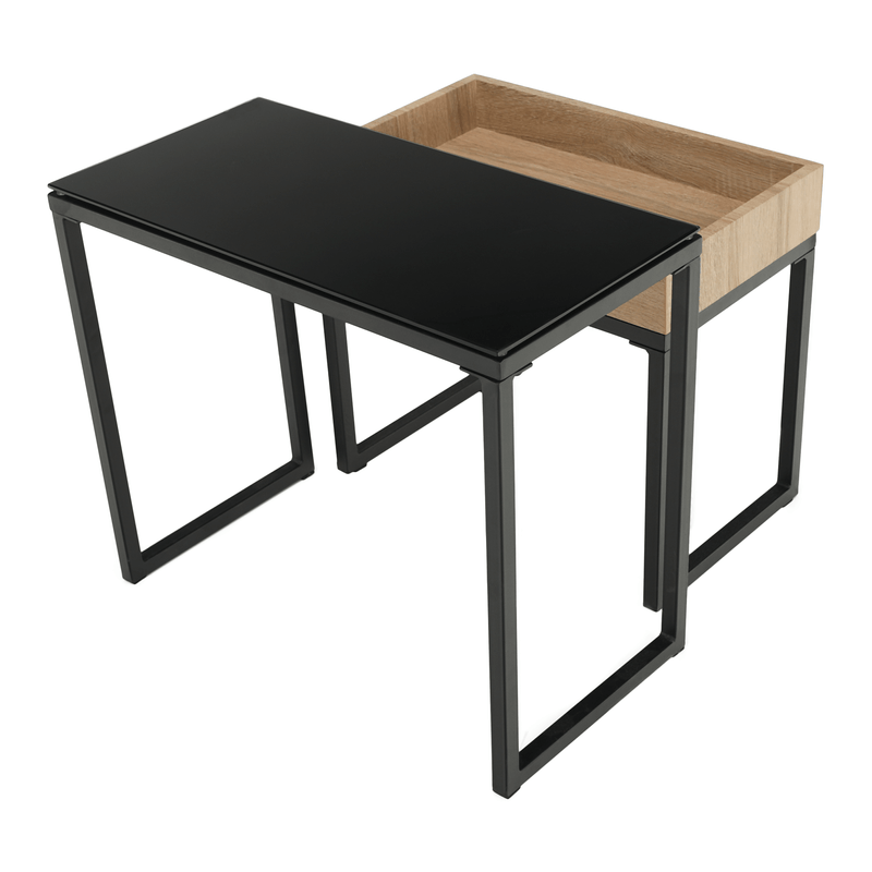 Casa si Gradina - Mobilier - Mese si birouri - Masute de cafea - Set de doua mese de cafea, stejar / negru, DAGOR - Infinity.ro