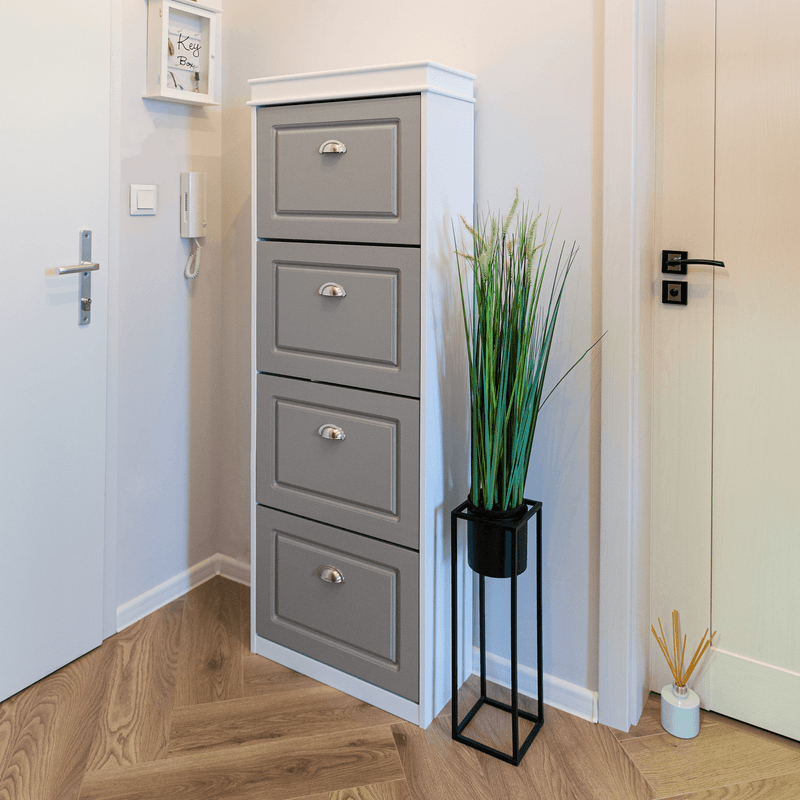 Casa si Gradina - Mobilier - Dulapuri si sifoniere - Dulapuri pantofi - Pantofar, 4 compartimente, alb/gri, SEBER TYP 3 - Infinity.ro