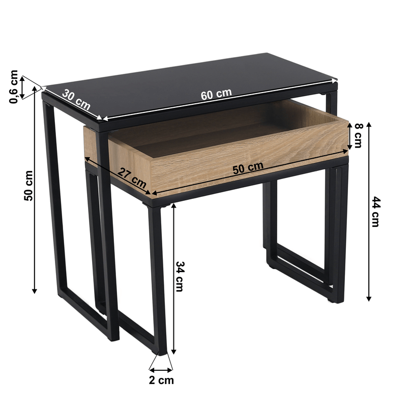 Casa si Gradina - Mobilier - Mese si birouri - Masute de cafea - Set de doua mese de cafea, stejar / negru, DAGOR - Infinity.ro