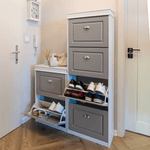 Casa si Gradina - Mobilier - Dulapuri si sifoniere - Dulapuri pantofi - Pantofar, 4 compartimente, alb/gri, SEBER TYP 3 - Infinity.ro