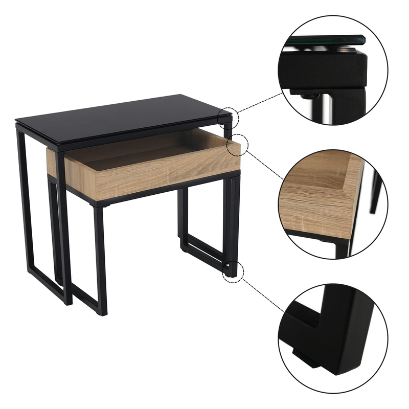 Casa si Gradina - Mobilier - Mese si birouri - Masute de cafea - Set de doua mese de cafea, stejar / negru, DAGOR - Infinity.ro