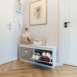 Casa si Gradina - Mobilier - Dulapuri si sifoniere - Dulapuri pantofi - Pantofar, 2 compartimente, alb/gri, SEBER TYP 4 - Infinity.ro