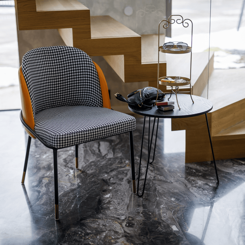 Casa si Gradina - Mobilier - Scaune si fotolii - Scaune - Scaun de luat masa, model alb-negru / piele ecologica camel, KIRNA - Infinity.ro