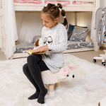 Casa si Gradina - Mobilier - Scaune si fotolii - Fotolii - Fotoliu in forma de oaie, tesatura catifea alb / roz / natural, LOLA - Infinity.ro