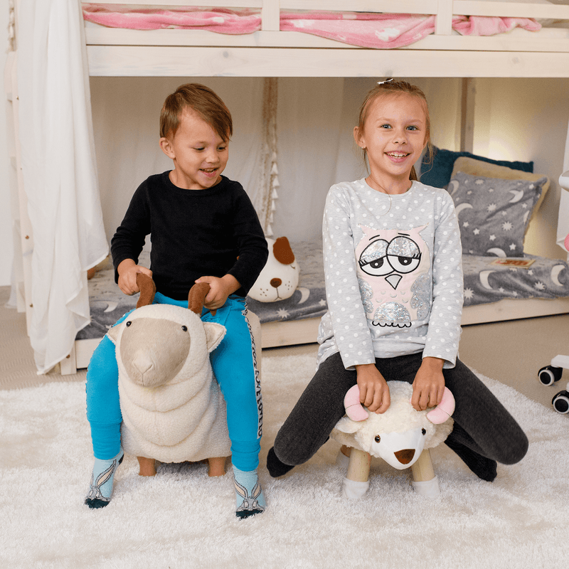 Casa si Gradina - Mobilier - Scaune si fotolii - Fotolii - Fotoliu in forma de oaie, tesatura catifea alb / roz / natural, LOLA - Infinity.ro