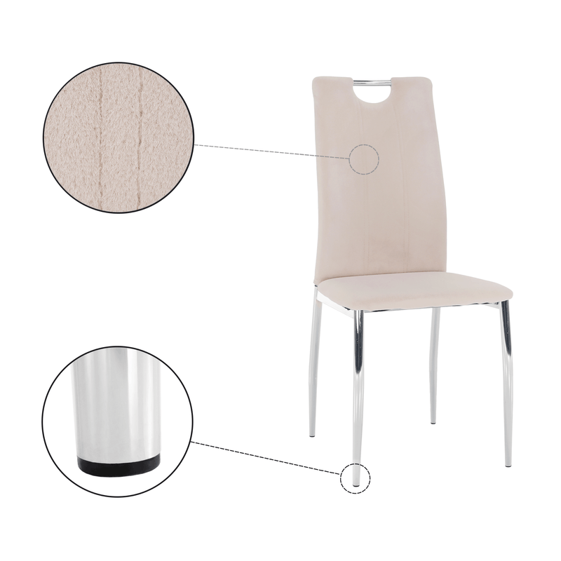Casa si Gradina - Mobilier - Scaune si fotolii - Scaune - Scaun de masa, tesatura catifea bej / crom, OLIVA NEW - Infinity.ro