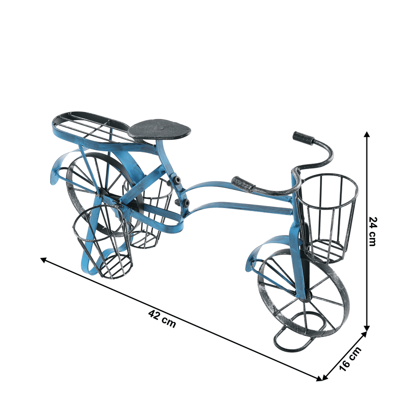 Casa si Gradina - Gradinarit si plante - Plante si ghivece - Ghivece si suporturi - Ghiveci RETRO in forma de bicicleta, negru / albastru, ALBO - Infinity.ro