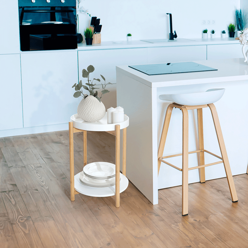 Casa si Gradina - Mobilier - Mese si birouri - Birouri - Masa laterala cu tava detasabila, alba / naturala, KABRA - Infinity.ro