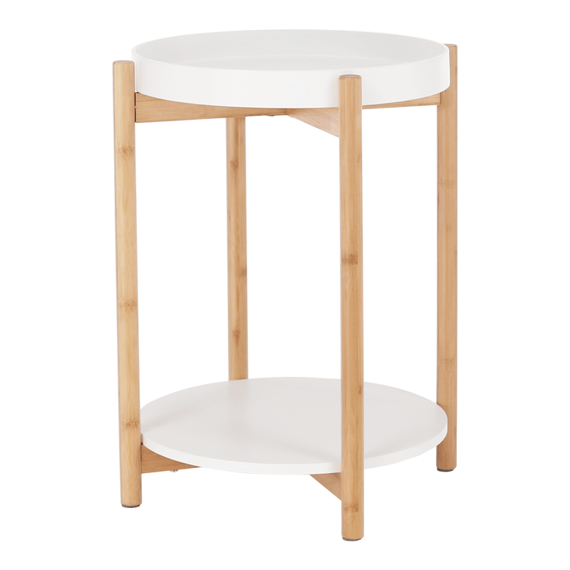 Casa si Gradina - Mobilier - Mese si birouri - Birouri - Masa laterala cu tava detasabila, alba / naturala, KABRA - Infinity.ro