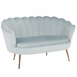 Casa si Gradina - Mobilier - Canapele si coltare - Banchete - Banca in stil Art-deco, catifea Velvet gri-albastru/crom auriu, NOBLIN - Infinity.ro