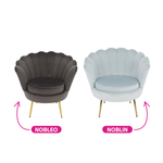Casa si Gradina - Mobilier - Scaune si fotolii - Fotolii - Fotoliu in stil Art-deco, catifea Velvet gri-albastru/crom auriu, NOBLIN - Infinity.ro