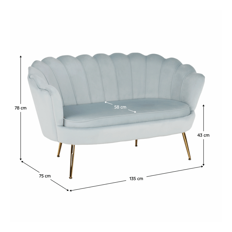 Casa si Gradina - Mobilier - Canapele si coltare - Banchete - Banca in stil Art-deco, catifea Velvet gri-albastru/crom auriu, NOBLIN - Infinity.ro