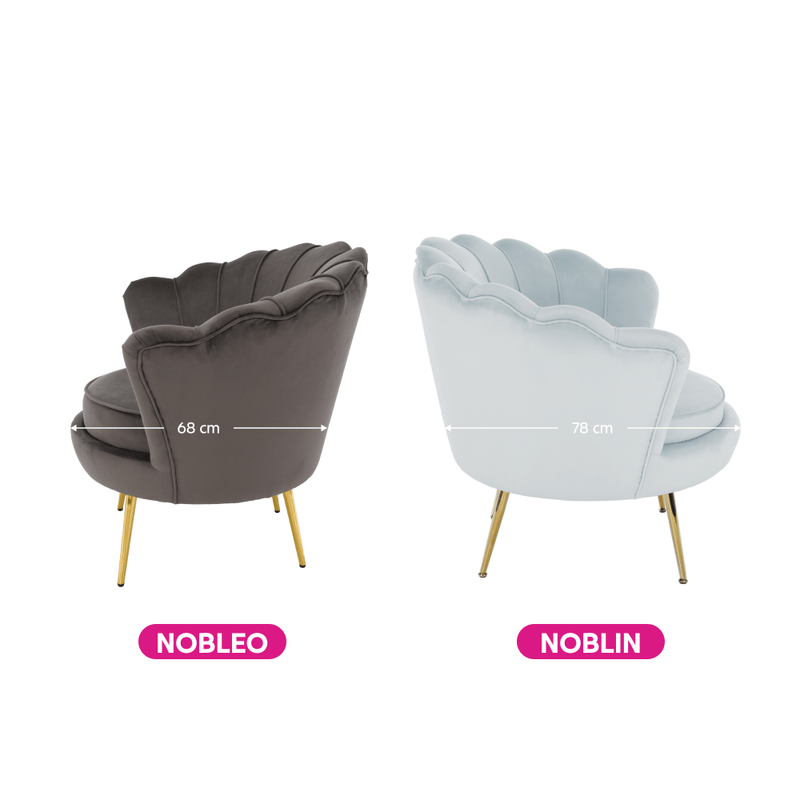 Casa si Gradina - Mobilier - Scaune si fotolii - Fotolii - Fotoliu in stil Art-deco, catifea Velvet gri-albastru/crom auriu, NOBLIN - Infinity.ro