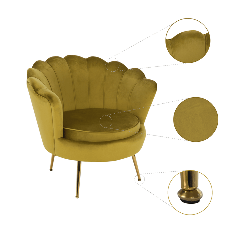 Casa si Gradina - Mobilier - Scaune si fotolii - Fotolii - Fotoliu in stil Art-deco, catifea Velvet mustar/crom auriu, NOBLIN - Infinity.ro