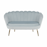 Casa si Gradina - Mobilier - Canapele si coltare - Banchete - Banca in stil Art-deco, catifea Velvet gri-albastru/crom auriu, NOBLIN - Infinity.ro