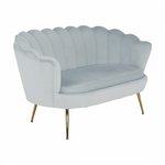 Casa si Gradina - Mobilier - Canapele si coltare - Banchete - Banca in stil Art-deco, catifea Velvet gri-albastru/crom auriu, NOBLIN - Infinity.ro