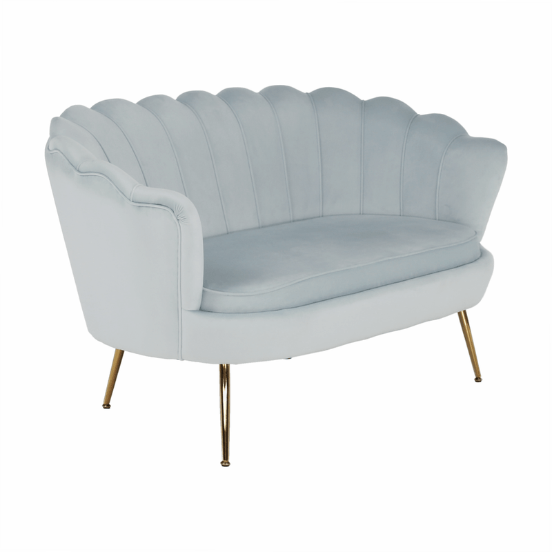 Casa si Gradina - Mobilier - Canapele si coltare - Banchete - Banca in stil Art-deco, catifea Velvet gri-albastru/crom auriu, NOBLIN - Infinity.ro