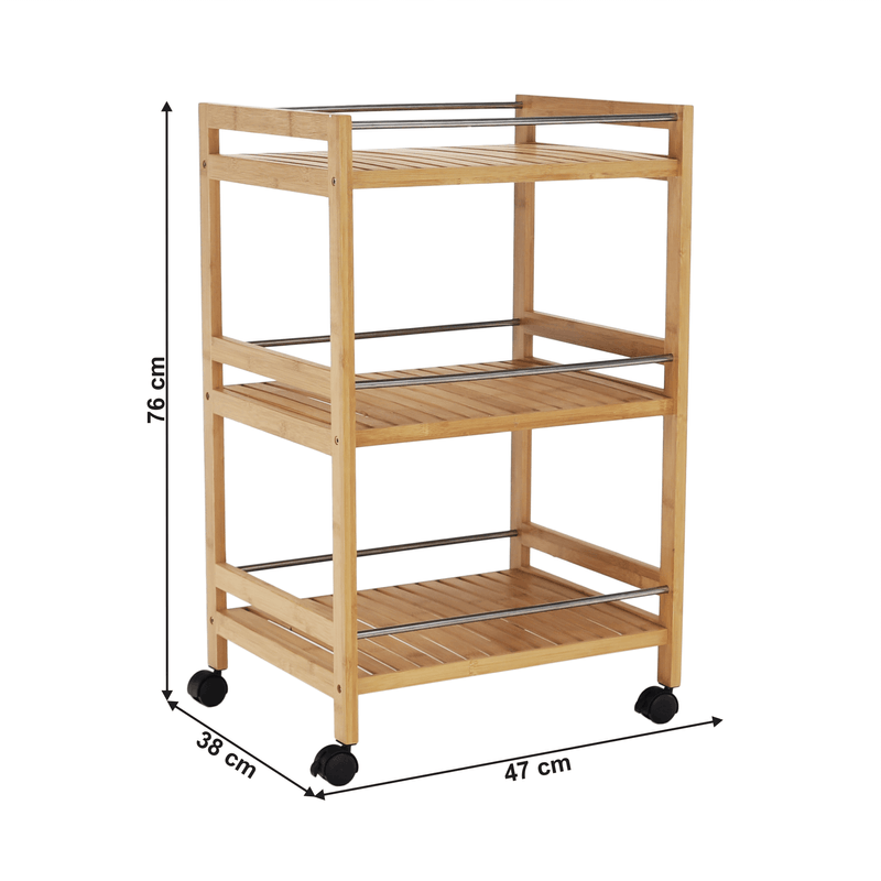 Casa si Gradina - Bucatarie si vesela - Ustensile bucatarie - Cosuri servire - Carucior de servire, bambus natural, NASHY - Infinity.ro