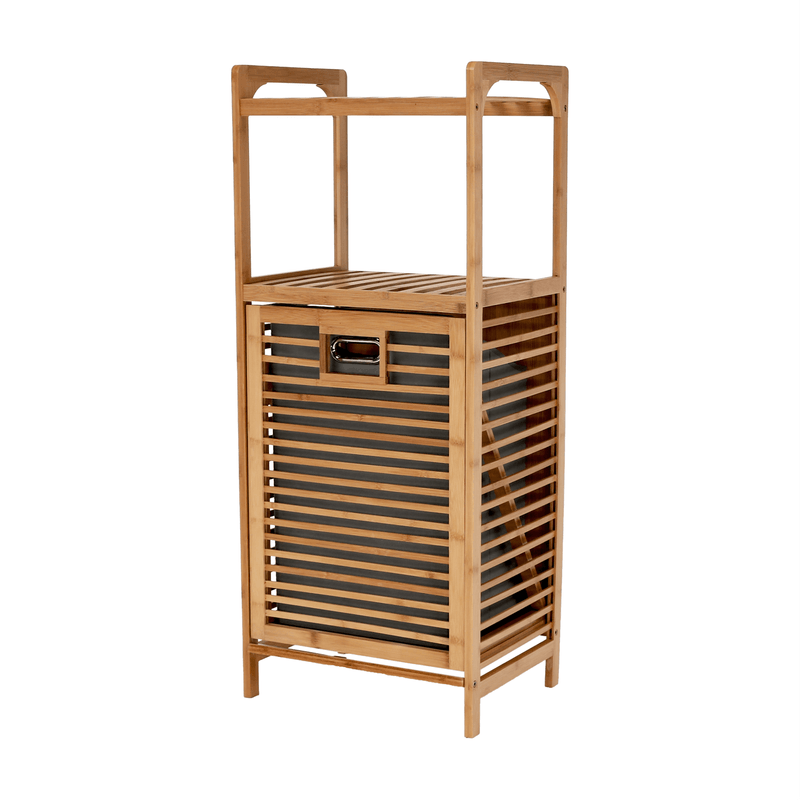 Casa si Gradina - Sanitare - Suporturi si accesorii baie - Accesorii baie - Cos de rufe, bambus natural/gri, KERI NEW - Infinity.ro
