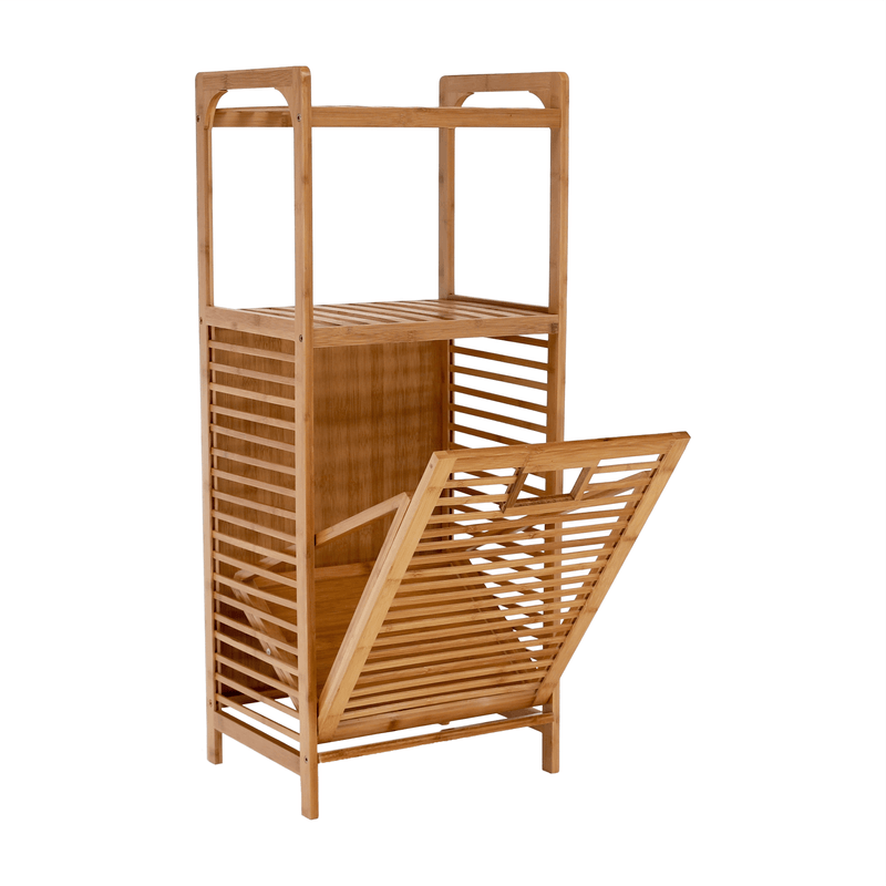 Casa si Gradina - Sanitare - Suporturi si accesorii baie - Accesorii baie - Cos de rufe, bambus natural/gri, KERI NEW - Infinity.ro