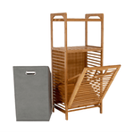 Casa si Gradina - Sanitare - Suporturi si accesorii baie - Accesorii baie - Cos de rufe, bambus natural/gri, KERI NEW - Infinity.ro