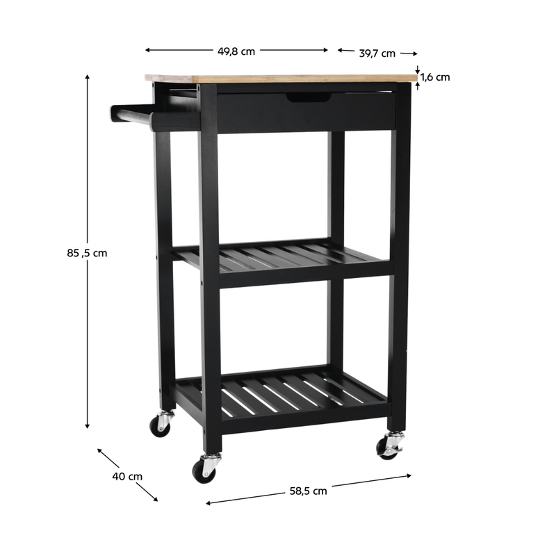 Casa si Gradina - Bucatarie si vesela - Ustensile bucatarie - Cosuri servire - Carucior de servire, natural/negru, ARETE - Infinity.ro