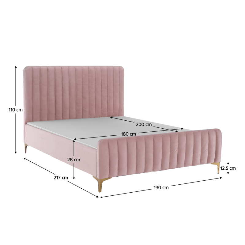 Casa si Gradina - Mobilier - Paturi si accesorii - Paturi - Pat, roz/gold crom auriu, 180x200, KAISA - Infinity.ro