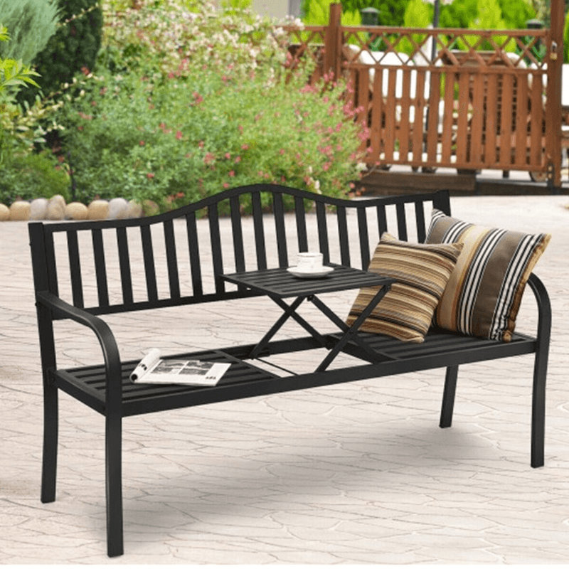 Casa si Gradina - Gradina si terasa - Mobilier exterior - Bancute de gradina - Banca de gradina cu masa, neagra, DAGNO - Infinity.ro