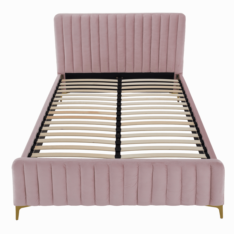 Casa si Gradina - Mobilier - Paturi si accesorii - Paturi - Pat, roz/gold crom auriu, 180x200, KAISA - Infinity.ro