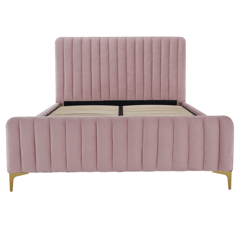 Casa si Gradina - Mobilier - Paturi si accesorii - Paturi - Pat, roz/gold crom auriu, 180x200, KAISA - Infinity.ro