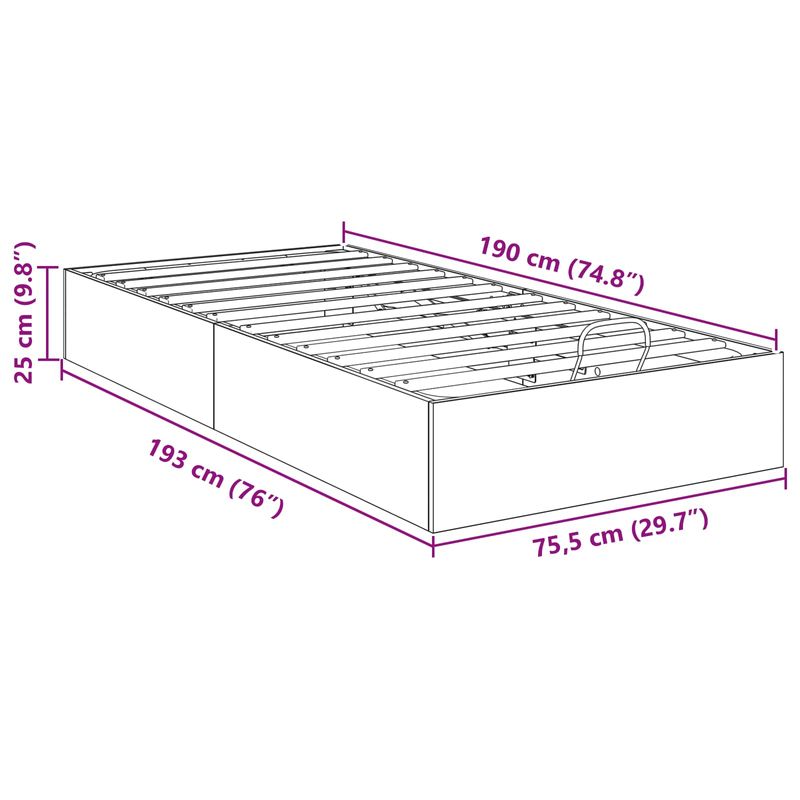 Casa si Gradina - Mobilier - Paturi si accesorii - Paturi - Cadru de pat otoman Stejar Artizanal 193 x 75,5 x 25 cm - Infinity.ro