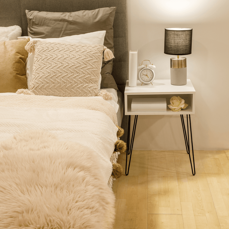 Casa si Gradina - Mobilier - Comode si corpuri - Noptiere - Noptiera / masa, alb / negru, HONEJ - Infinity.ro