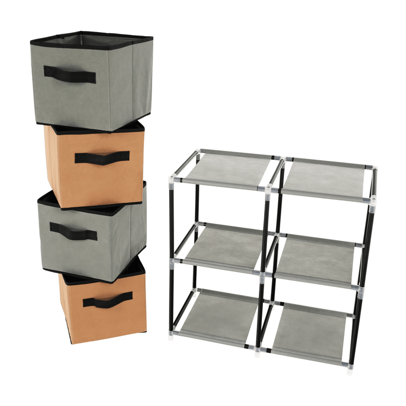 Casa si Gradina - Mobilier - Comode si corpuri - Comode - Comoda cu sertare din material textil, negru/maro/gri, CAMILO TYP 1 - Infinity.ro