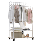 Casa si Gradina - Mobilier - Organizare si depozitare - Cuiere - Cuier mobil cu doua randuri de rafturi, alb, RAINER - Infinity.ro