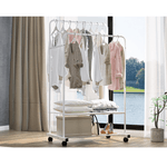 Casa si Gradina - Mobilier - Organizare si depozitare - Cuiere - Cuier mobil cu doua randuri de rafturi, alb, RAINER - Infinity.ro