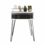 Casa si Gradina - Mobilier - Comode si corpuri - Noptiere - Noptiera / masa, alb / negru, HONEJ - Infinity.ro