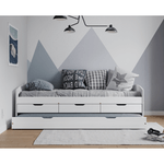 Casa si Gradina - Mobilier - Paturi si accesorii - Paturi - Pat cu pat suplimentar extensibil, alb, lemn masiv, 90x200, MARINELLA NEW - Infinity.ro