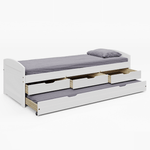 Casa si Gradina - Mobilier - Paturi si accesorii - Paturi - Pat cu pat suplimentar extensibil, alb, lemn masiv, 90x200, MARINELLA NEW - Infinity.ro