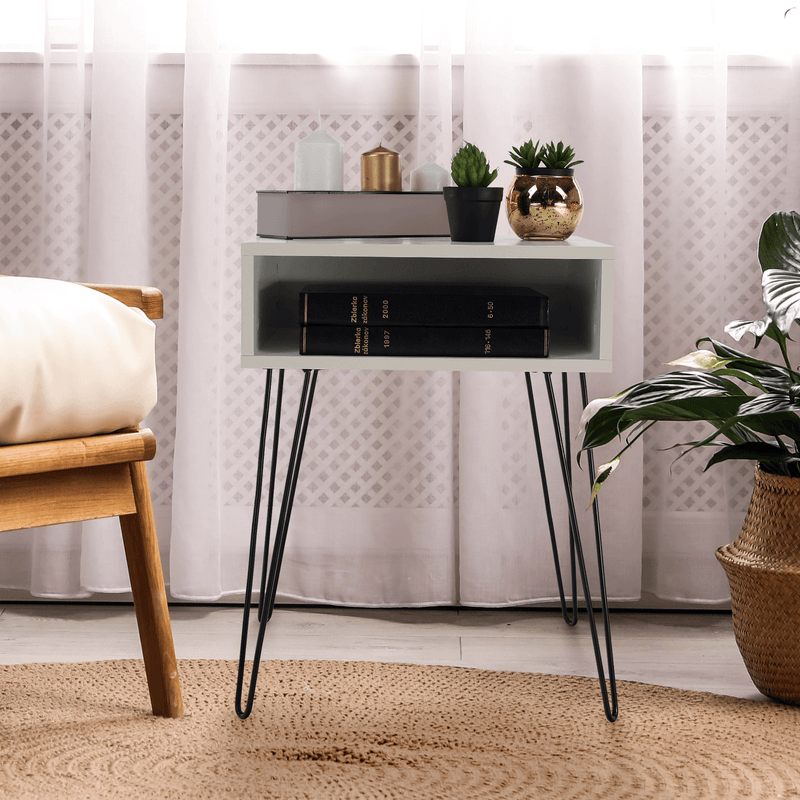 Casa si Gradina - Mobilier - Comode si corpuri - Noptiere - Noptiera / masa, alb / negru, HONEJ - Infinity.ro