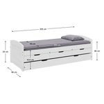 Casa si Gradina - Mobilier - Paturi si accesorii - Paturi - Pat cu pat suplimentar extensibil, alb, lemn masiv, 90x200, MARINELLA NEW - Infinity.ro