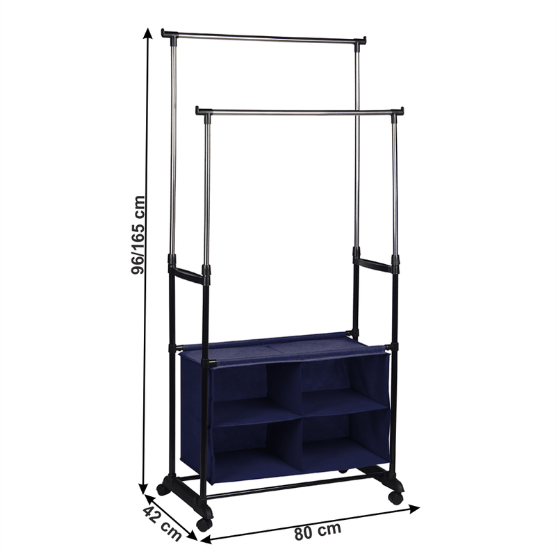 Casa si Gradina - Mobilier - Organizare si depozitare - Cuiere - Cuier cu doua randuri cu cutie, argintiu/negru, SANDOR - Infinity.ro