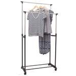 Casa si Gradina - Mobilier - Organizare si depozitare - Cuiere - Cuier mobil cu doua randuri, cu raft, negru/argintiu, SVAN - Infinity.ro