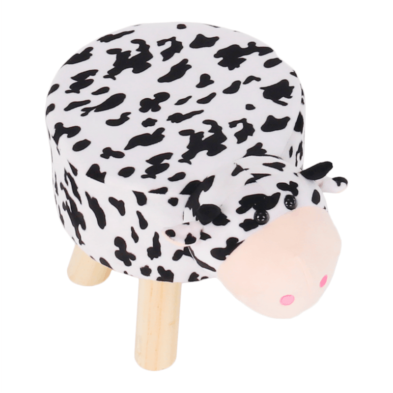 Casa si Gradina - Mobilier - Scaune si fotolii - Tabureti - Taburet in forma de vacuta, catifea Velvet alb/negru/natural, MOLLY - Infinity.ro