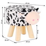 Casa si Gradina - Mobilier - Scaune si fotolii - Tabureti - Taburet in forma de vacuta, catifea Velvet alb/negru/natural, MOLLY - Infinity.ro