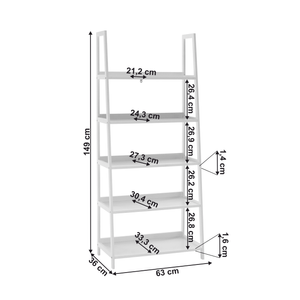 Etajera cu 5 rafturi, alb, REON TYP 3