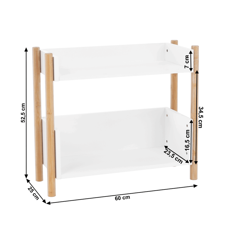 Casa si Gradina - Mobilier - Biblioteci si rafturi - Rafturi - Etajera cu 2 rafturi, bambus natural / alb, BALTIKA TYPE 1 - Infinity.ro