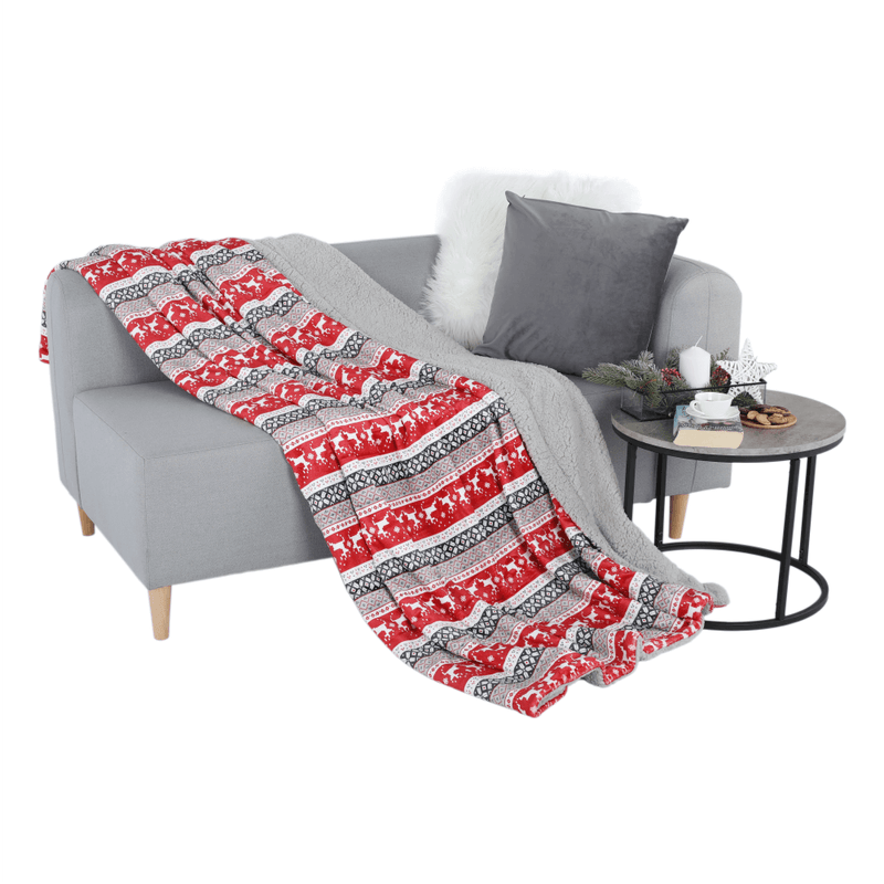 Casa si Gradina - Textile si covoare - Pături și cuverturi - Pături - Patura cu doua fete imitatie miel, motiv iarna, 150x200, RENIFE - Infinity.ro