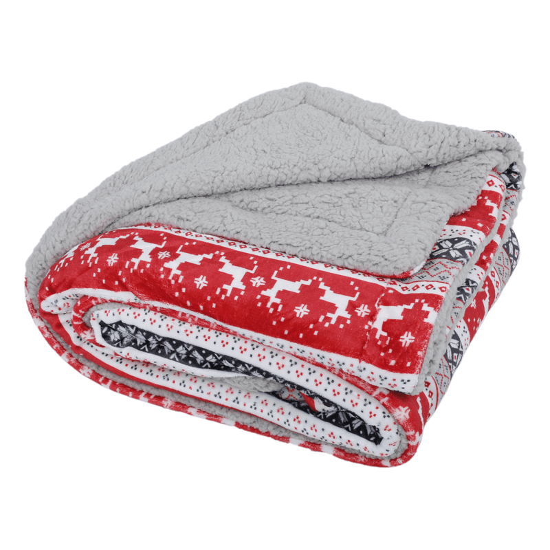 Casa si Gradina - Textile si covoare - Pături și cuverturi - Pături - Patura cu doua fete imitatie miel, motiv iarna, 150x200, RENIFE - Infinity.ro