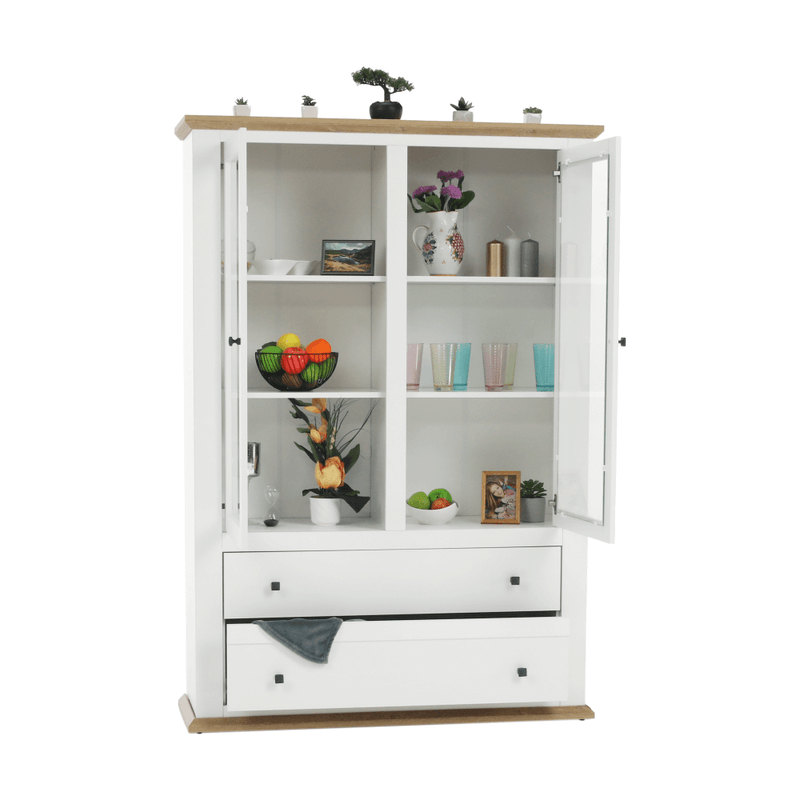 Casa si Gradina - Mobilier - Dulapuri si sifoniere - Dulapuri - Vitrina MZ5, alb / stejar grand, LEON - Infinity.ro